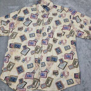 Vintage Ducks Unlimited Long Sleeve Button Down All Over Print Post Cards XL‎